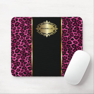 Trendig Shock rosa Leopard Animal with Guld Accent Musmatta