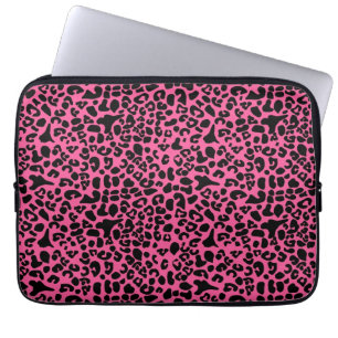 Trendig Shock rosa och svart, modern leopard Laptop Sleeve