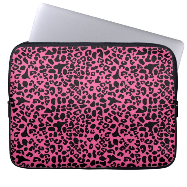 Trendig Shock rosa och svart, modern leopard Laptop Sleeve (Framsidan)