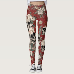 Trendig silkscreenstil skalle jul leggings