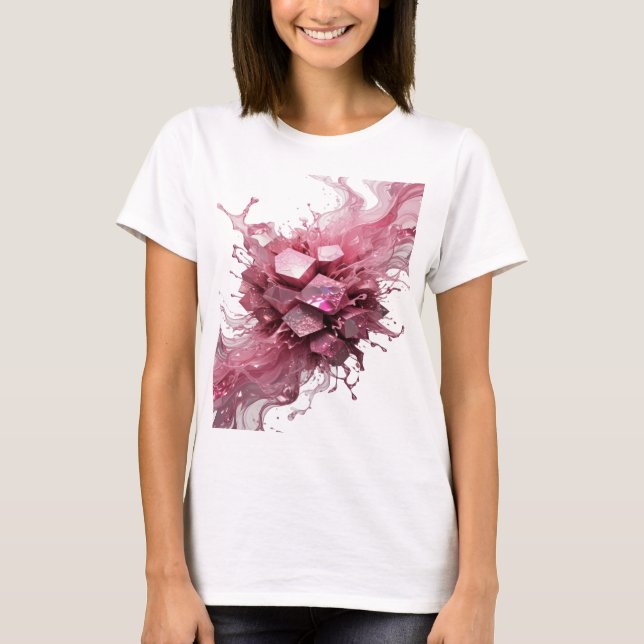 Trendig Silver 3D KRISTALL EXPLOSION 3D Text Konst T Shirt (Framsida)