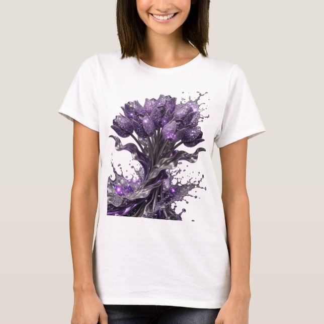 Trendig Silver ABSTRAKT KONST Konsttryck v2 T Shirt (Framsida)