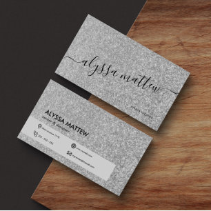 Trendig Silver Anpassningsbar Glitter Girly Glam A Visitkort