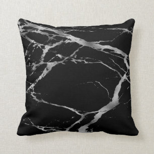 Trendig Silver Black Marble Cotton Kudde