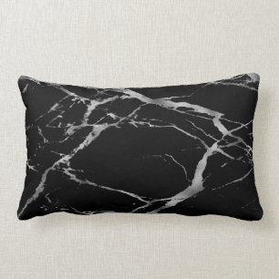 Trendig Silver Black Marble Cotton Lumbarkudde