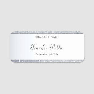 Trendig Silver Elegant Calligraphy Script Namnbricka