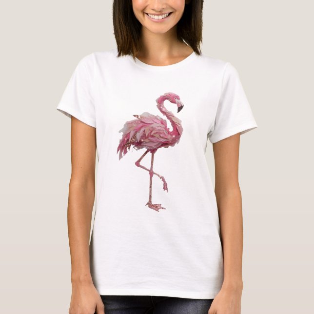Trendig silver FLAMINGO textdesign T Shirt (Framsida)