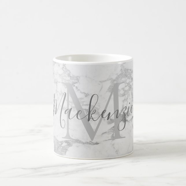 Trendig Silver Foil Marble Monogram Kaffemugg (Center)