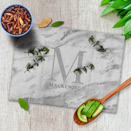 Trendig Silver Foil Metallic Marble Monogram