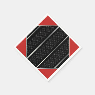 Trendig Silver Geometric Mönster Black Snyggt Art Pappersservett