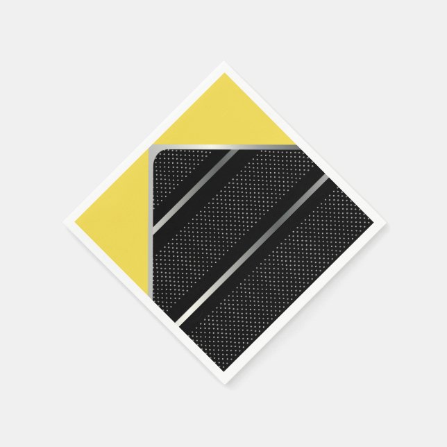 Trendig Silver Geometric Mönster Black Snyggt Art Pappersservett (Hörn)