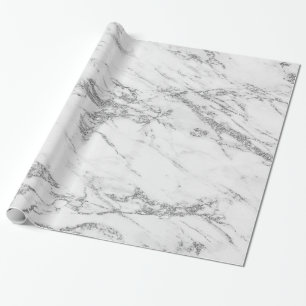 Trendig Silver Glitter Marble Glossy Presentpapper