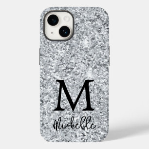 Trendig Silver Glitter Monogram första Namn