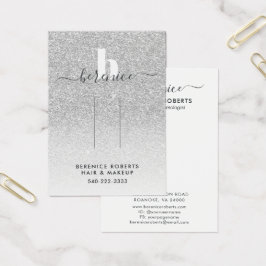 Trendig Silver Glitter Monogram Hair Clip Visning Visitkort