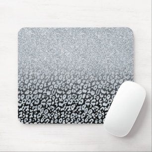 Trendig Silver Glitter och Leopard Ombre Black Pri Musmatta