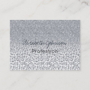 Trendig Silver Glitter och Leopard Skriv ut utskri Visitkort