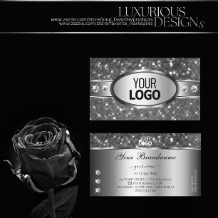 Trendig Silver Gnistra Glitter Diamonds Logotyp Mo Visitkort