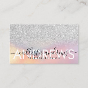 Trendig Silver Holografiska Ombre Makeup Hair Salo Visitkort