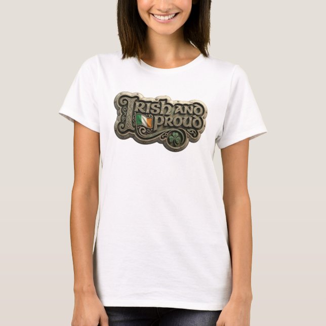 Trendig silver IRISK OCH STOLT Statement T-shirt (Framsida)