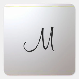 Trendig Silver Monogram Monogram-mall Inledande Fyrkantigt Klistermärke