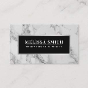 Trendig Silver och Marble Makeup Artist Hair Salon Visitkort