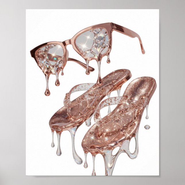 Trendig Silver ROSÉGULD GLAMOUR Statementdesign Poster (Framsidan)