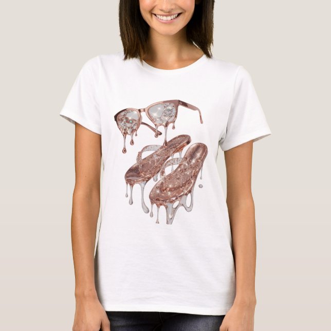 Trendig Silver ROSÉGULD GLAMOUR Statementdesign T Shirt (Framsida)