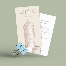 Trendig Silver Sequin Hair Stylist Spray can Salon Visitkort