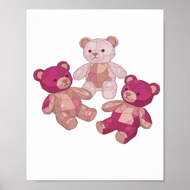 Trendig Silver TRE BJÖRNUngar slogandesign Poster (Framsidan)