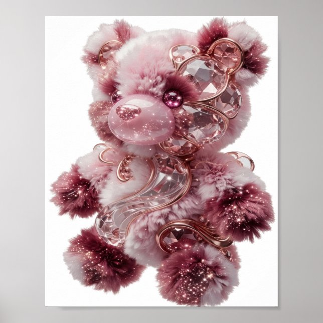 Trendig Silver VACKER TEDDYBJÖRN Poster (Framsidan)