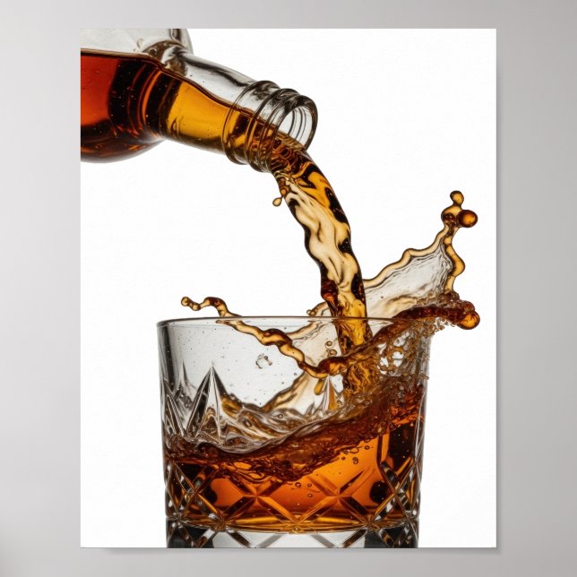 Trendig Silver WHISKY SPLASH Textdesign Poster (Framsidan)