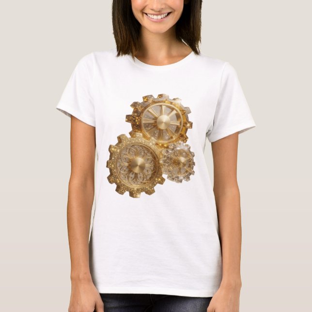 Trendig silverfärgad GEMS IN THE GEAR T-shirt (Framsida)