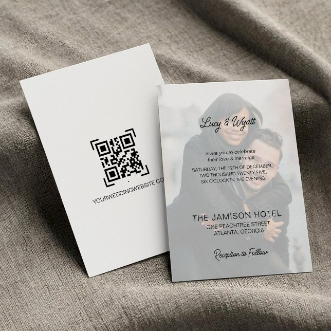 Trendig Simple Script Overlay Photo Bröllop Inbjudningar (Skapare uppladdad)