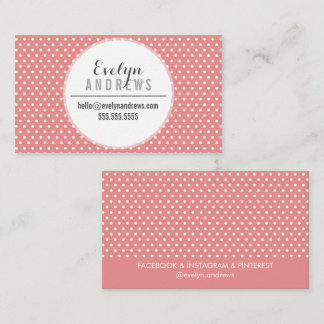 TRENDIG SIMPLE SPOT mini polka punkt söt korall vi Visitkort