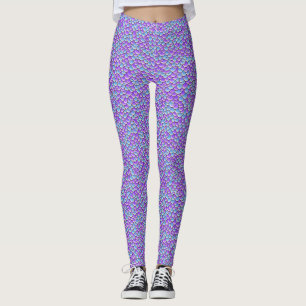 Trendig Sirensk Svans Lila Fiskfjäll Mönster Leggings