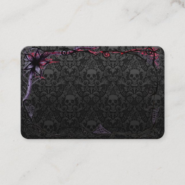 Trendig Skeleton-huvuden i gråtoner med rutor Visitkort (Framsida)