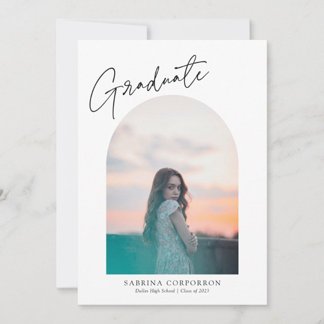 Trendig-skript med Arch Two Photo Studenten Anno Meddelande (Framsida)