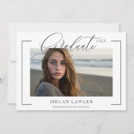 Trendig skriptad examensfest inbjudan fotokort