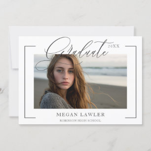 Trendig skriptad examensfest inbjudan fotokort