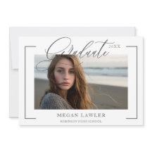 Trendig skriptutexaminerad festinbjudan fotokort