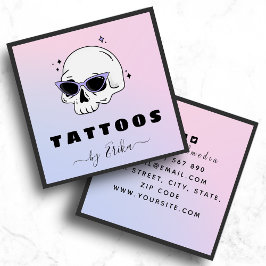 Trendig Skullglas Tattoo Artist Girly Gradient Fyrkantigt Visitkort