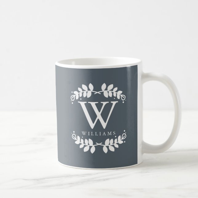 Trendig Slate Grått Monogrammed Kaffemugg (Höger)