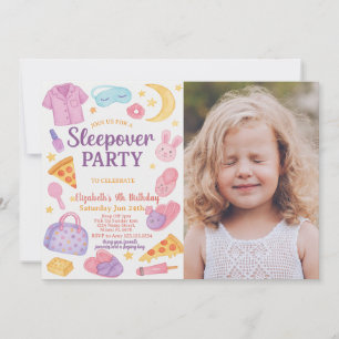 Trendig Sleepover Birthday-inbjudan med foto Inbjudningar
