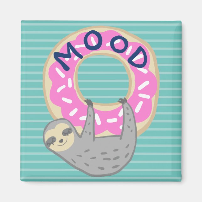Trendig Sloth & Rosa Iced Donut Mood Magnet (Framsidan)