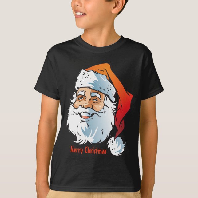 Trendig Smiling Santa God jul T Shirt (Framsida)