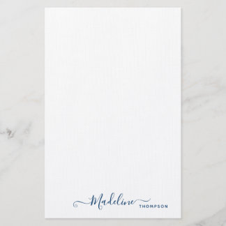 Trendig Snyggt - blå skripttypografi för marin  Brevpapper