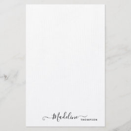 Trendig Snyggt Black Script Typography Stationery Brevpapper