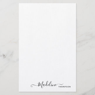 Trendig Snyggt Black Script Typography Stationery Brevpapper