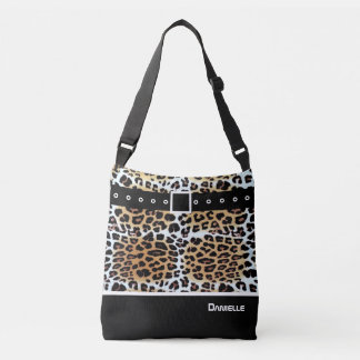 Trendig Snyggt Brown White Black Leopard Anpassnin Axelväska