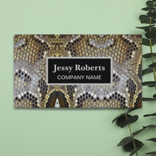Trendig snyggt - djurtryckskalk mode visitkort (Trendy stylish animal print snake skin fashion business card)